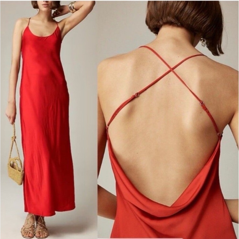 NWT J Crew Collection cowlback slip dress in satin - Picture 1 of 5